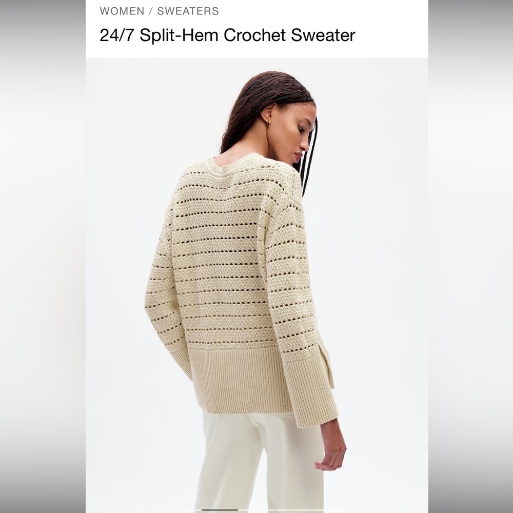 NWT Gap 24/7 Split Hem Crochet Sweater